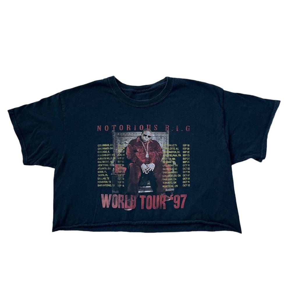 Notorious B.I.G. Cropped Short Sleeve Tee Shirt | Black | Size Large